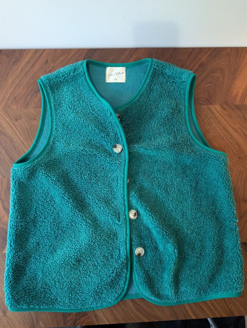 Green Sherpa Button Vest